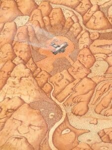 El avión en el desierto, por Peter Sis, en EL Piloto y El Principito